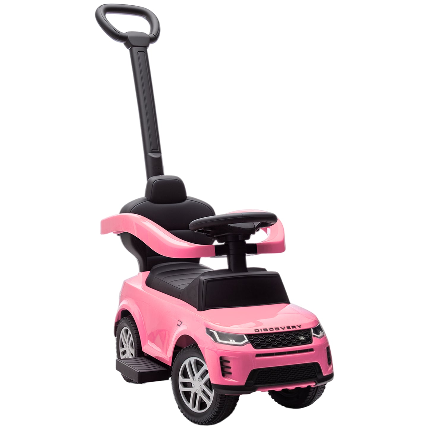 Photo of AIYAPLAY Land Rover Discovery Licensed Baby Push Car, 2-in-1 Ride on Car with Push Handle and Safety Guardrail, Pink in Pink colour on a white background