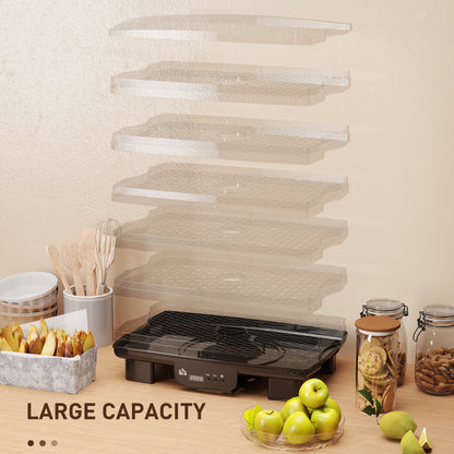HOMCOM food dehydrator with removable clear trays shown above the base
