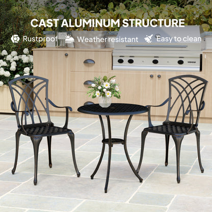 Outsunny cast aluminum dining set with two chairs and round table