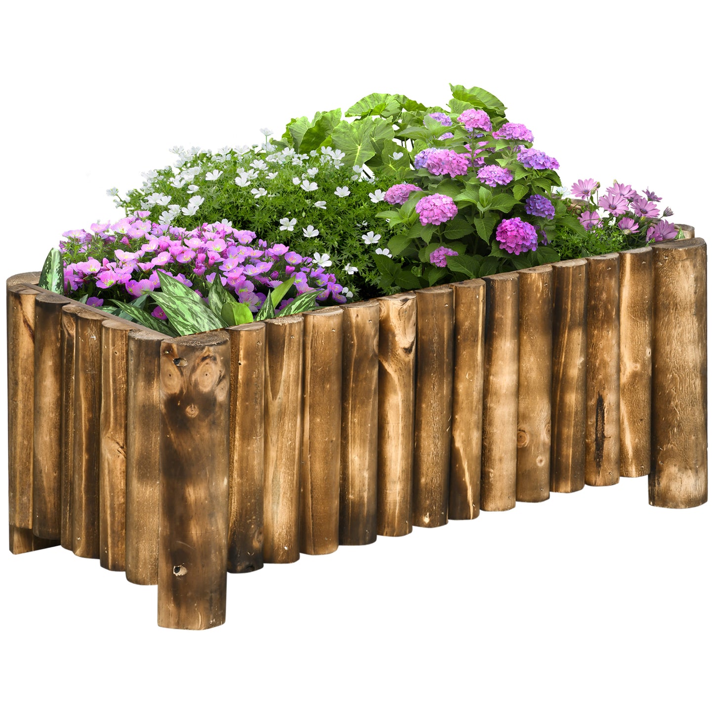 Photo of Outsunny 52L Raised Flower Bed Wooden Rectangular Planter Container Box Herb Pot Flower Pot 78L x 35W x 30H (cm) in (cm) colour on a white background