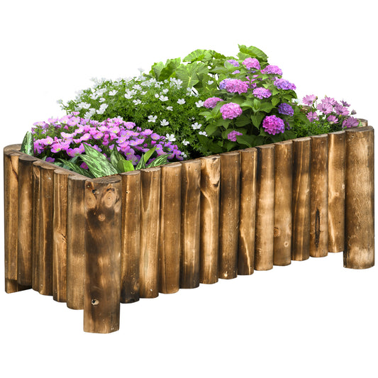 Photo of Outsunny 52L Raised Flower Bed Wooden Rectangular Planter Container Box Herb Pot Flower Pot 78L x 35W x 30H (cm) in (cm) colour on a white background