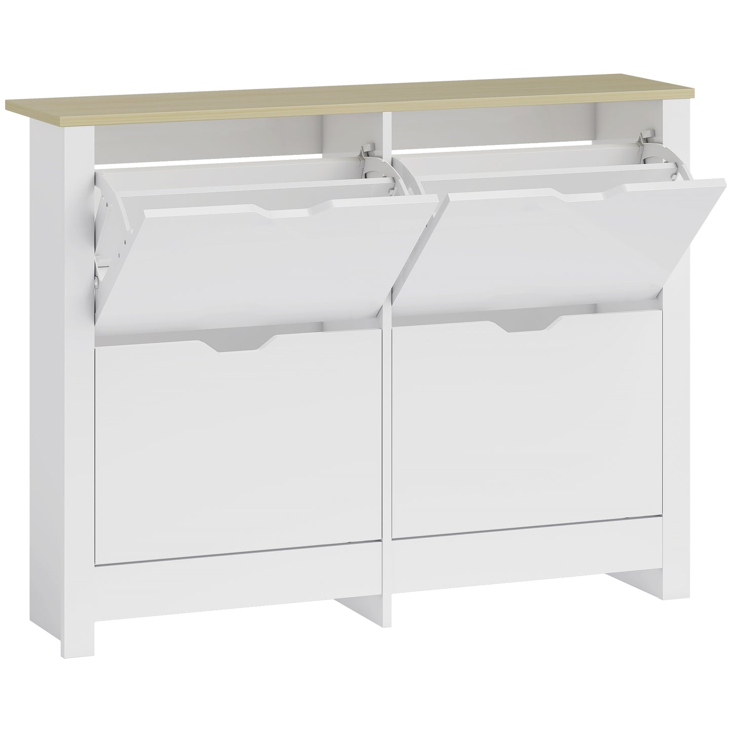 Photo of HOMCOM Slim Shoe Cabinet, Narrow Shoe Cupboard with 4 Flip Drawers, Adjustable Shelves for 16 Pairs of Shoes, White in White colour on a white background