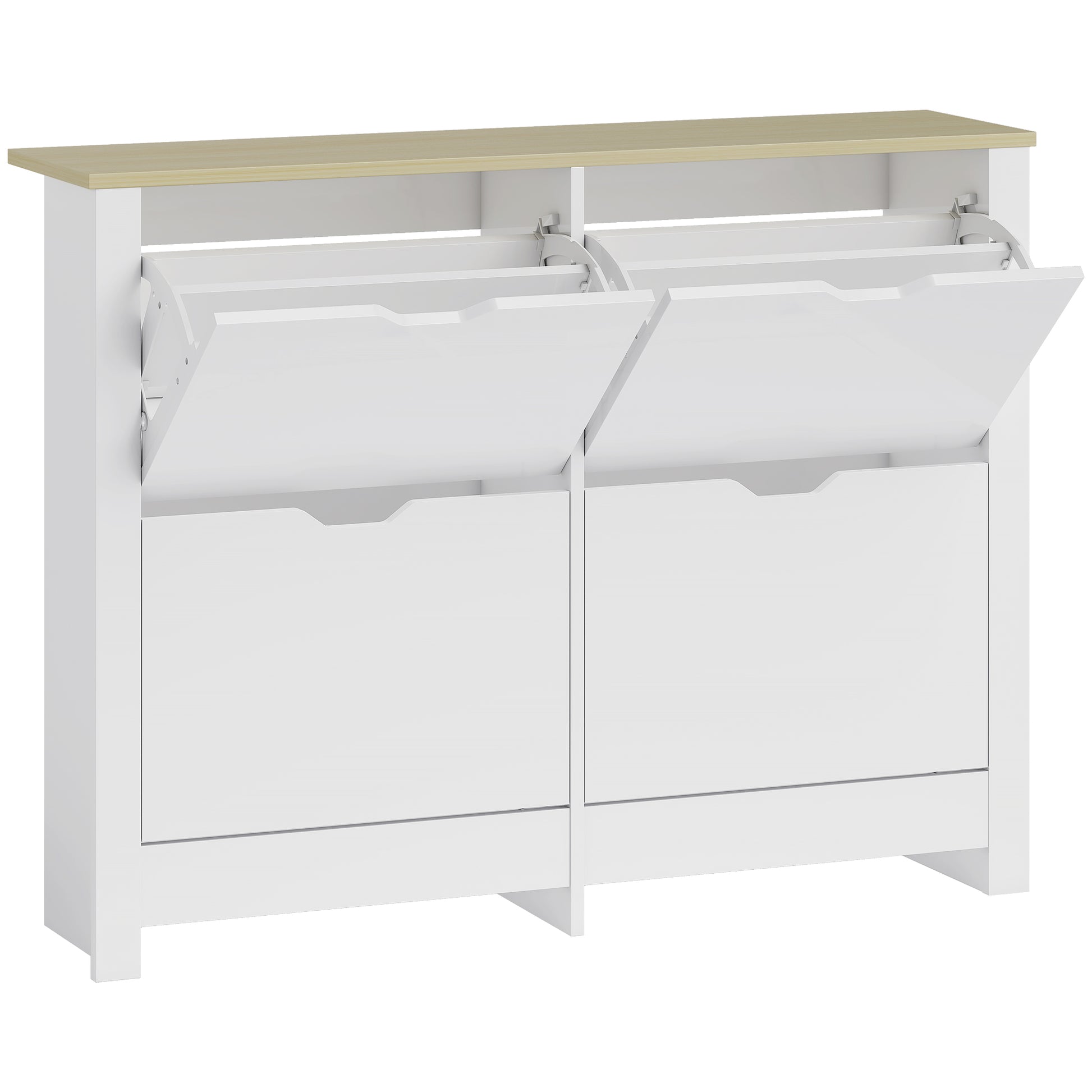 Photo of HOMCOM Slim Shoe Cabinet, Narrow Shoe Cupboard with 4 Flip Drawers, Adjustable Shelves for 16 Pairs of Shoes, White in White colour on a white background