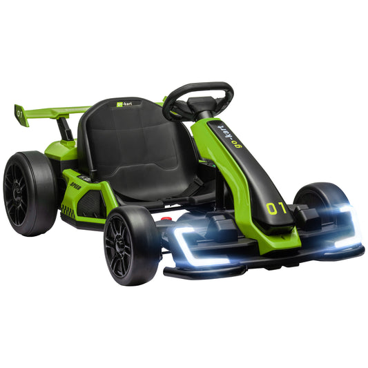 Photo of HOMCOM 24V Electric Go Kart for Kids with Adjustable Seat for 6-12 Years, Green in Green colour on a white background