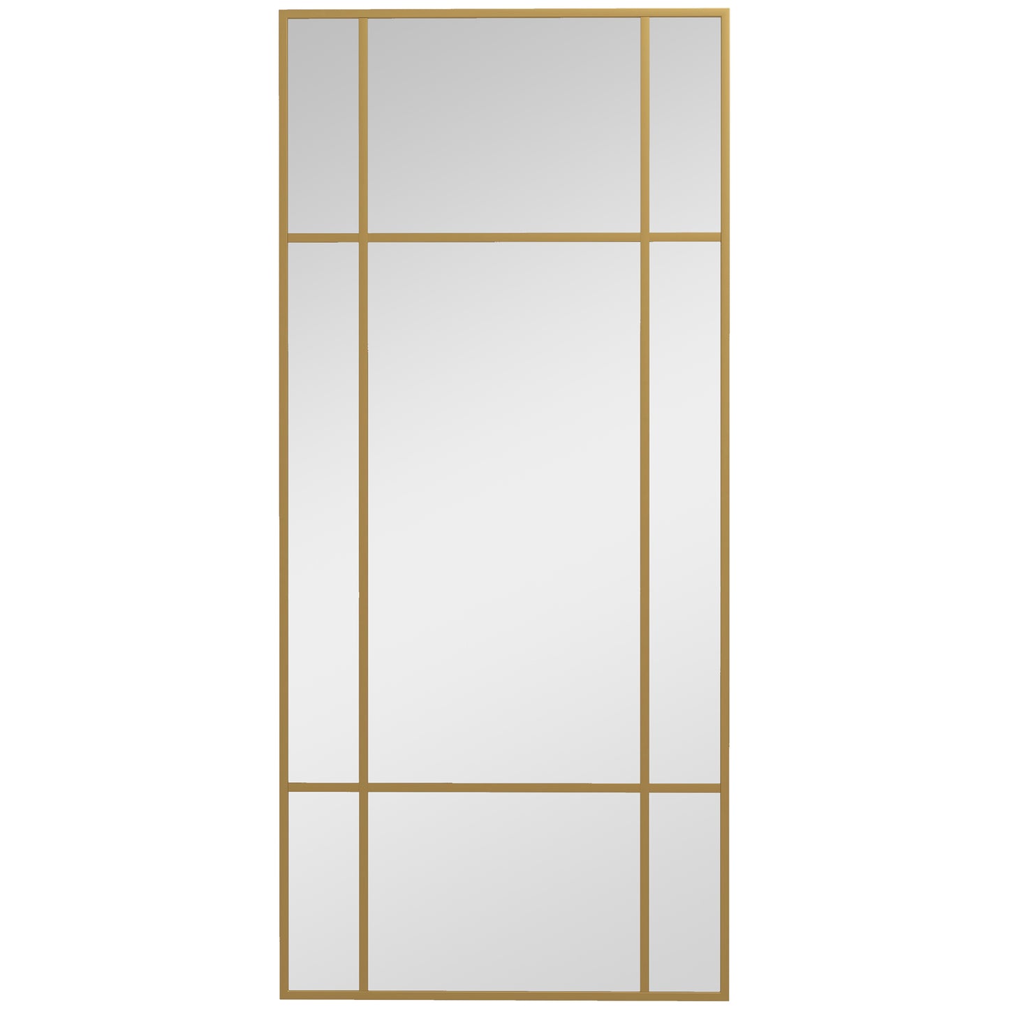 Photo of HOMCOM Decorative Grid Wall Mirror, with Back Hooks - Gold Tone in Tone colour on a white background