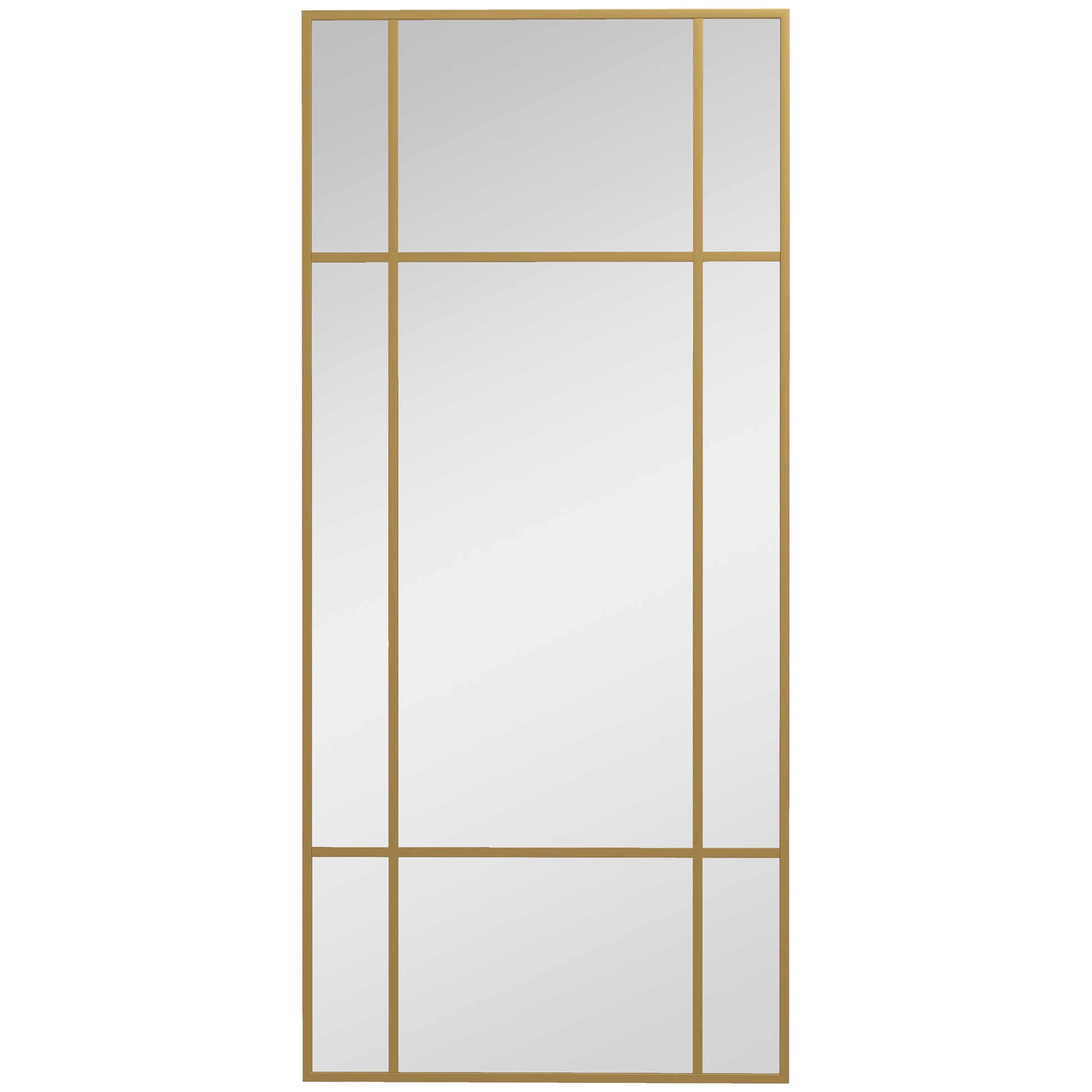 Photo of HOMCOM Decorative Grid Wall Mirror, with Back Hooks - Gold Tone in Tone colour on a white background