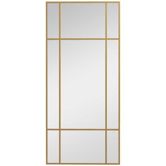 Photo of HOMCOM Decorative Grid Wall Mirror, with Back Hooks - Gold Tone in Tone colour on a white background