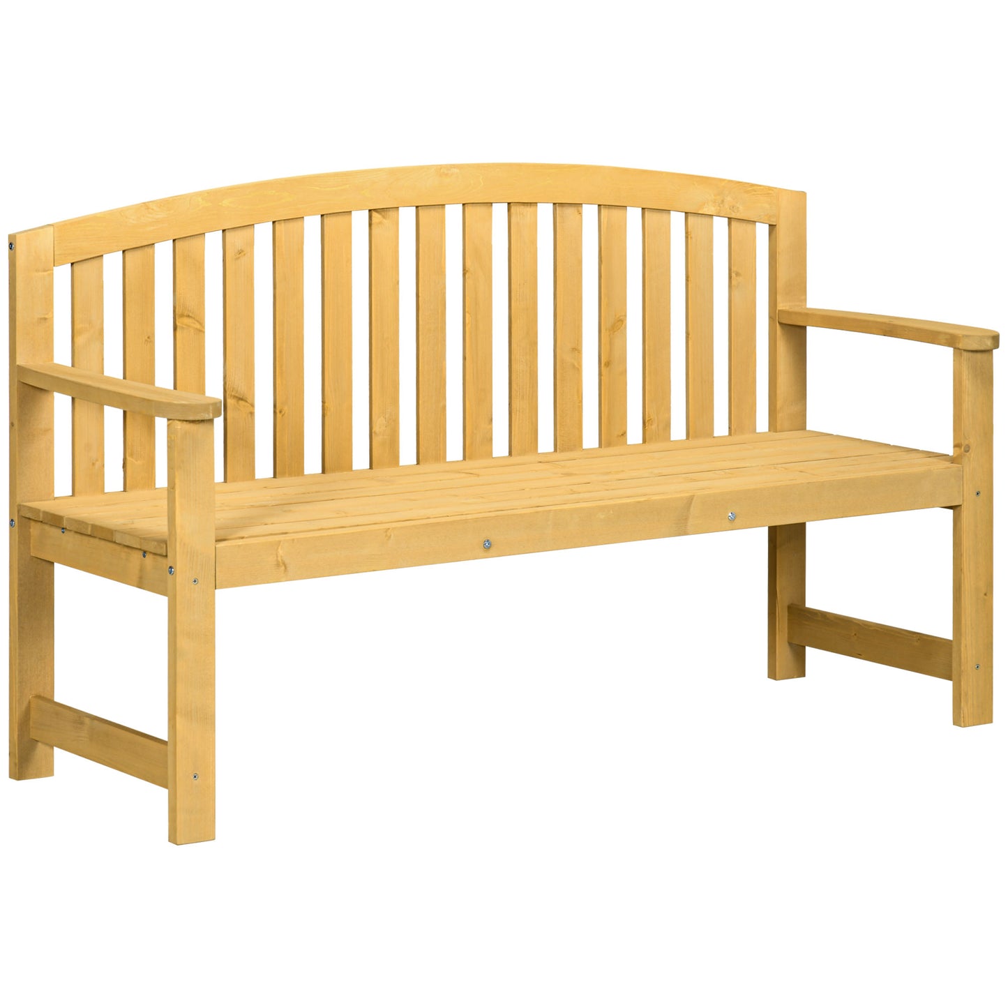 Photo of Outsunny 2 Seater Wooden Garden Bench with Armrest, Outdoor Furniture Chair for Park, Balcony, Orange in Orange colour on a white background