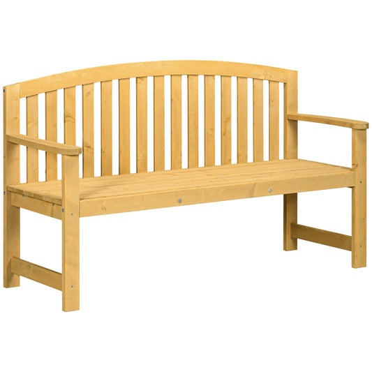 Photo of Outsunny 2 Seater Wooden Garden Bench with Armrest, Outdoor Furniture Chair for Park, Balcony, Orange in Orange colour on a white background