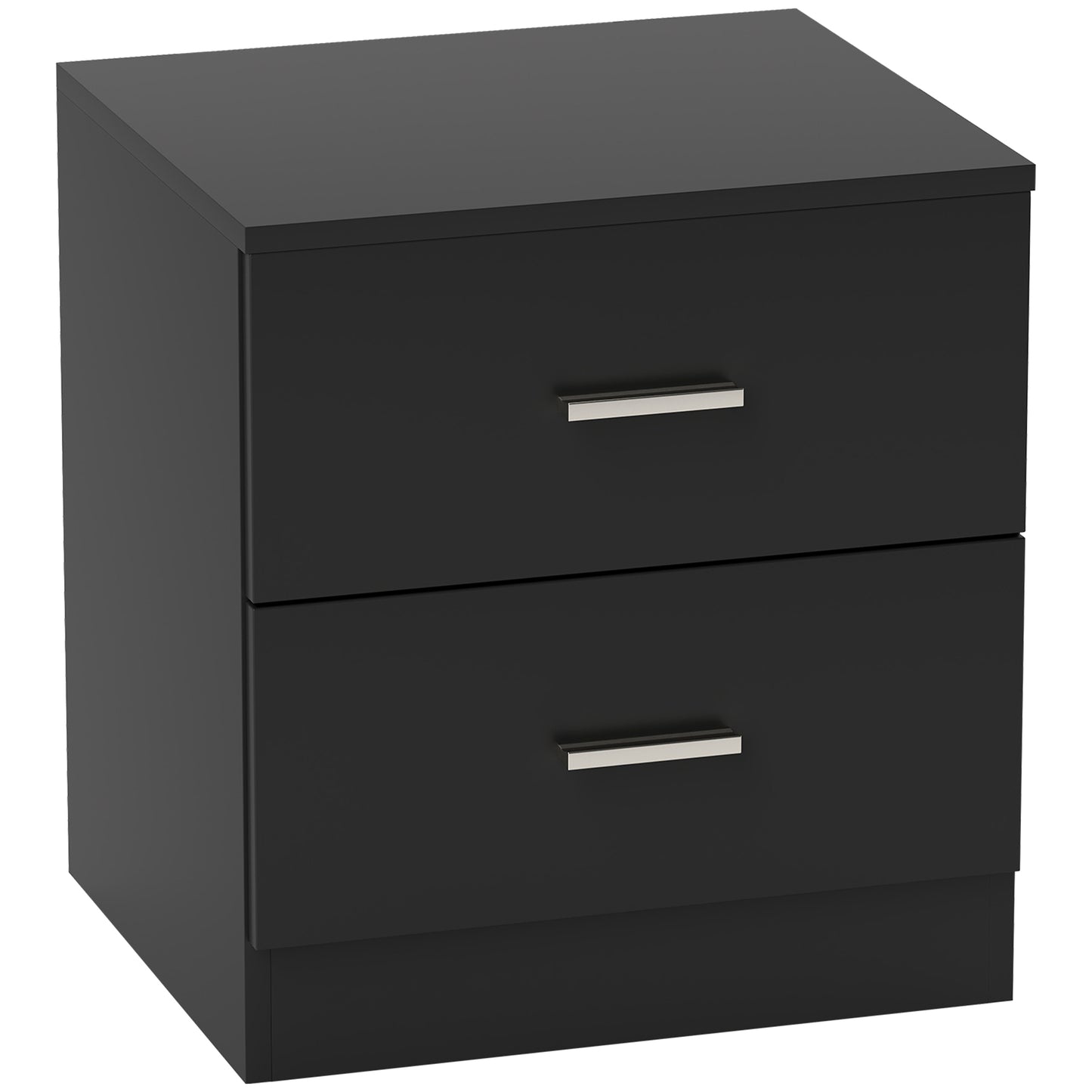 Photo of HOMCOM Modern Bedside Table, Beside Cabinet with 2 Drawers, for Bedroom, Living Room, Black in Black colour on a white background