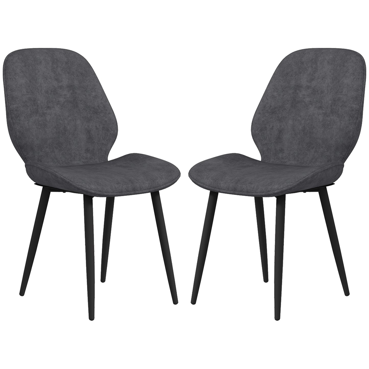 Photo of HOMCOM Velvet Dining Chairs, Set of 2 Dining Room Chairs with Metal Legs for Living Room, Dining Room, Grey in Grey colour on a white background