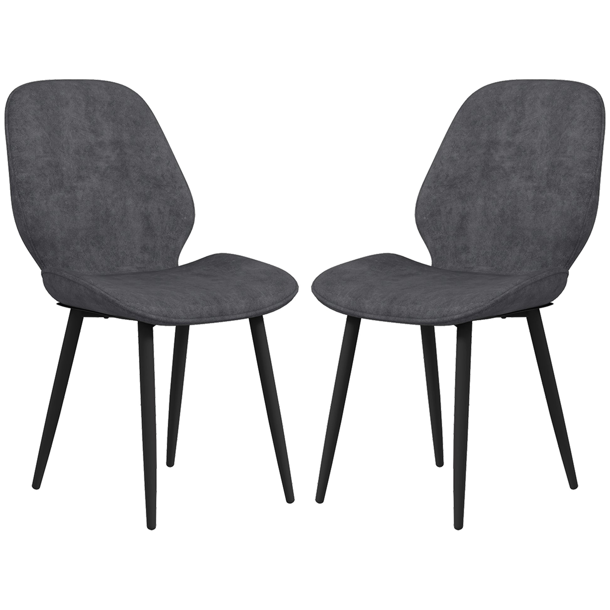 Photo of HOMCOM Velvet Dining Chairs, Set of 2 Dining Room Chairs with Metal Legs for Living Room, Dining Room, Grey in Grey colour on a white background