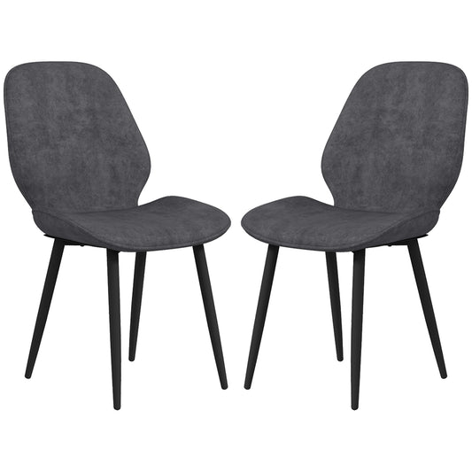 Photo of HOMCOM Velvet Dining Chairs, Set of 2 Dining Room Chairs with Metal Legs for Living Room, Dining Room, Grey in Grey colour on a white background