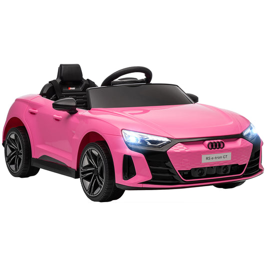 Photo of HOMCOM Audi Licensed 12V Kids Electric Ride-On, with Remote Control, Suspension System, Lights, Music, Motor - Pink in Pink colour on a white background