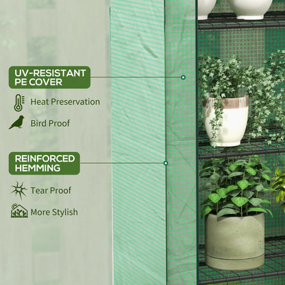 Outsunny greenhouse reinforced green PE cover with stitched hemming