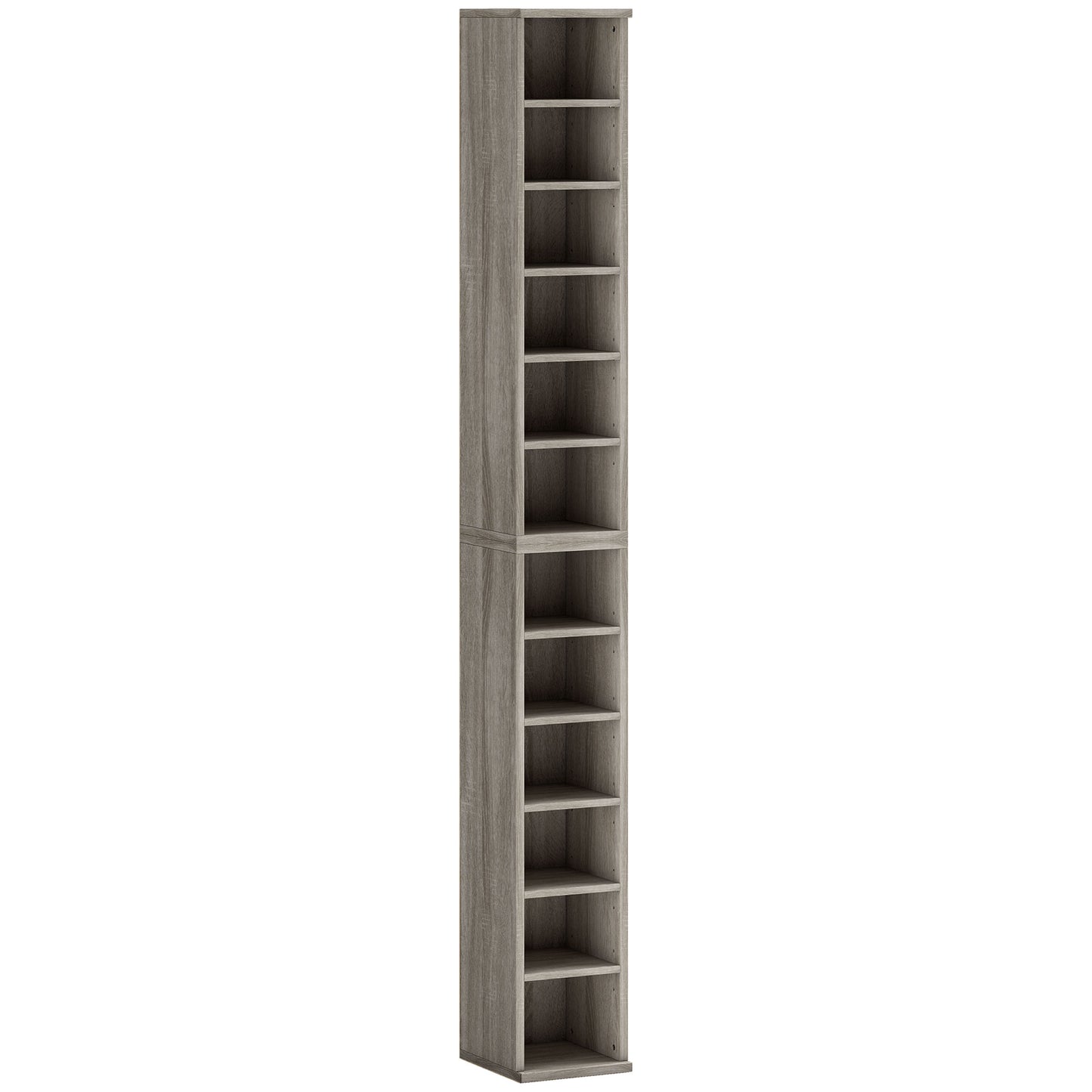 Photo of HOMCOM Set of 2 CD Media Display Shelf Unit Tower Rack with Adjustable Shelves, Mocha Wood Effect in Effect colour on a white background