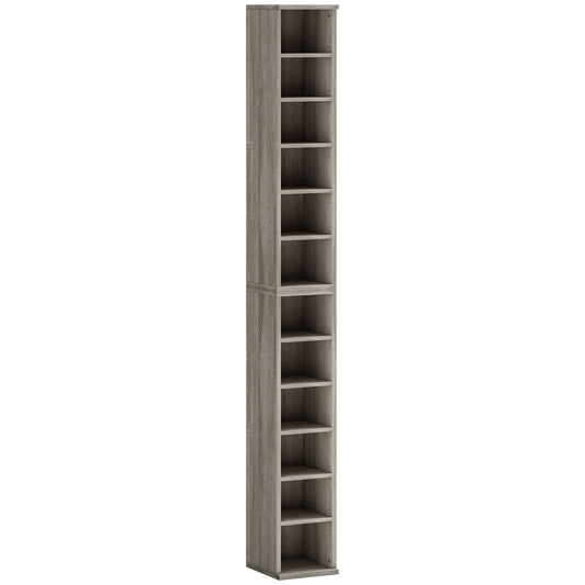 Photo of HOMCOM Set of 2 CD Media Display Shelf Unit Tower Rack with Adjustable Shelves, Mocha Wood Effect in Effect colour on a white background