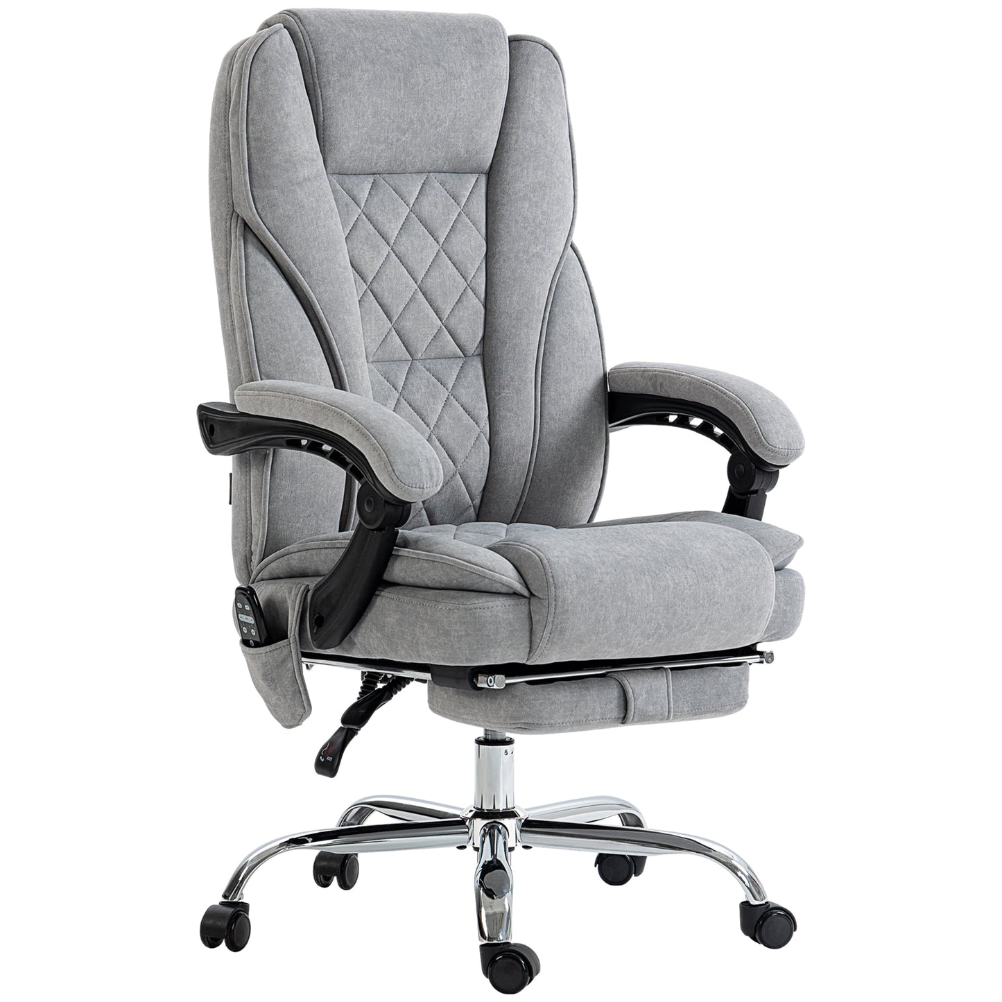 Photo of Vinsetto Massage Office Chair, Heated Reclining Computer Chair with Adjustable Height and Footrest, Grey in Grey colour on a white background