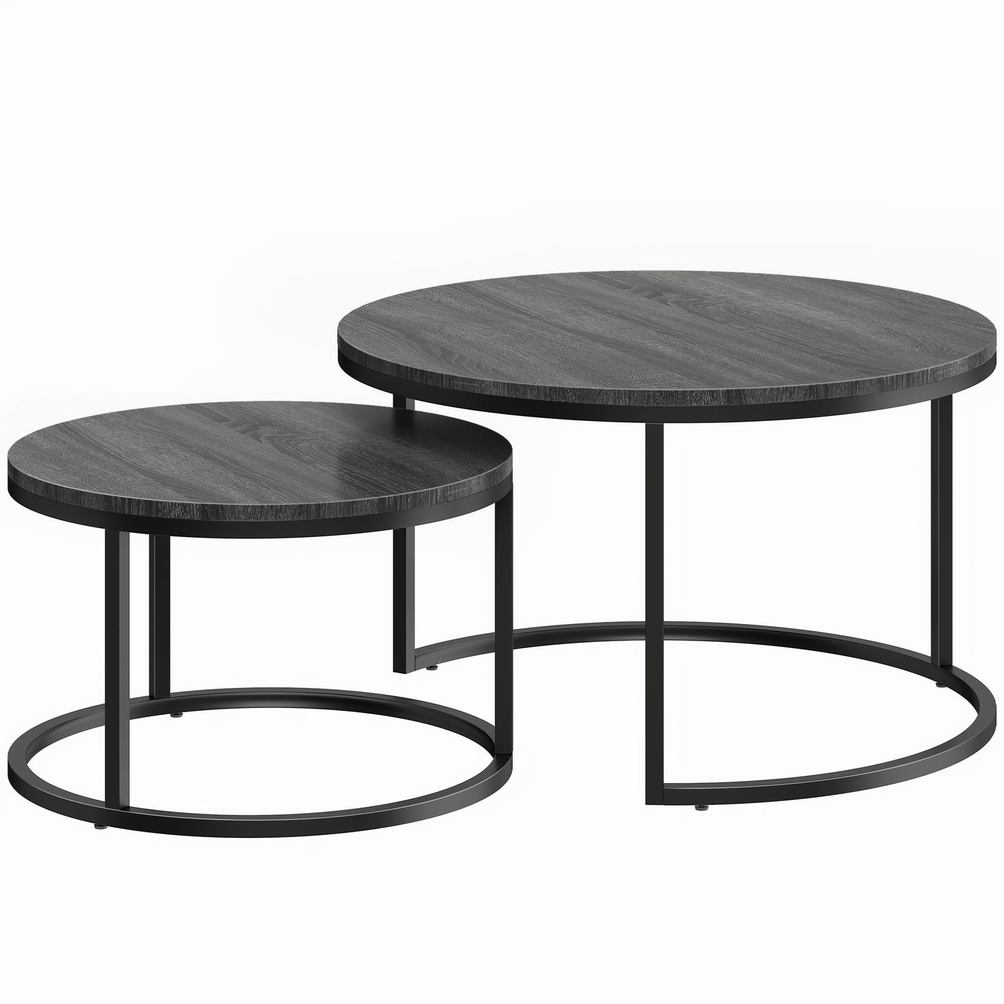 Photo of HOMCOM Set of Two Wood-Effect Stacking Tables - Black Wood Grain in Grain colour on a white background