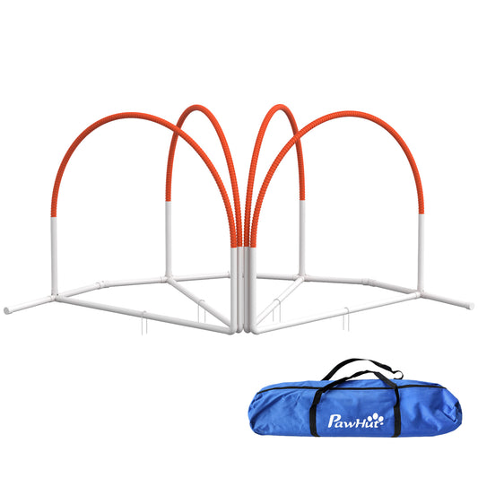 Photo of PawHut Dog Agility Equipment Set, Dog Agility Training Equipment for Dogs w/ Oxford Carry Bag, 4 PCS Weave Poles Orange in Orange colour on a white background