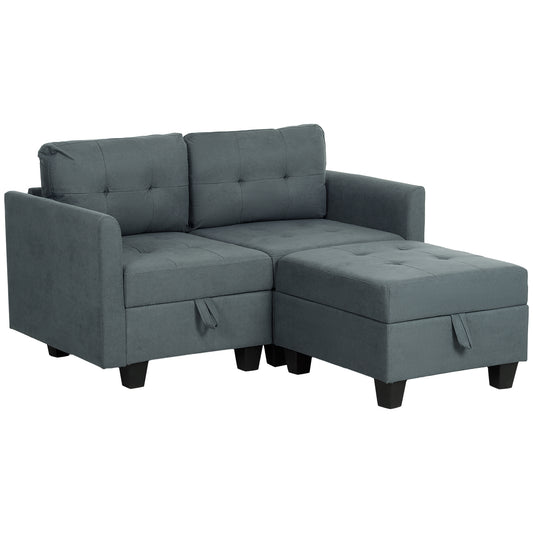 Photo of HOMCOM 'L' Shape Modular Storage Sofa - Dark Grey in Grey colour on a white background