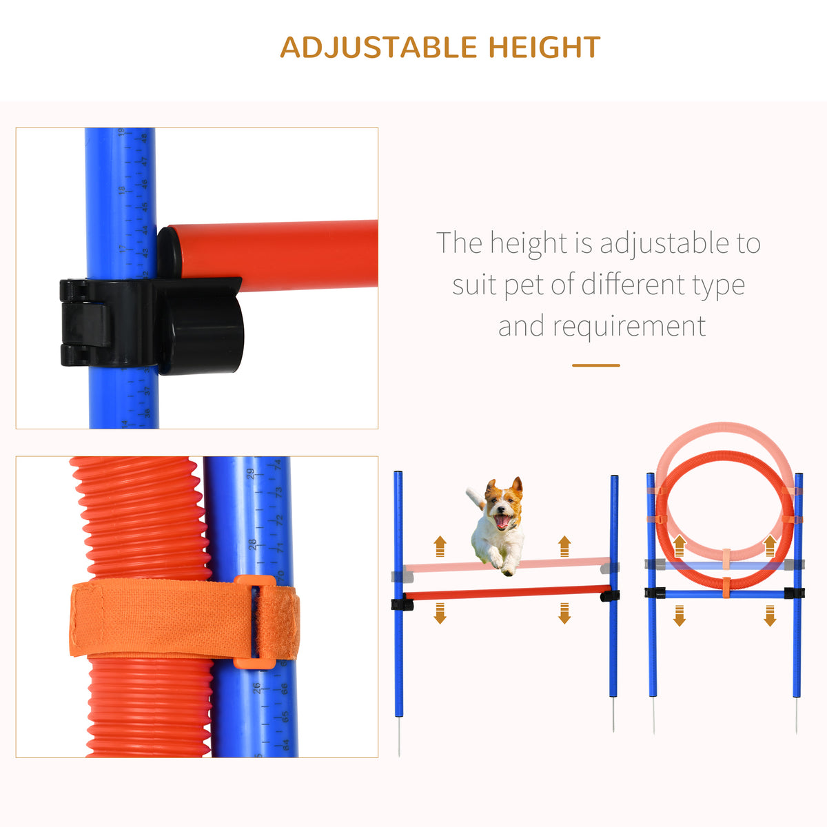 PawHut Dog Agility Equipment, Pet Agility Training Set with Weave Poles, Adjustable Hurdle, Jump Ring, Carry Bag, Dog Indoor Outdoor Games for Play, Run, Jump, Obedience