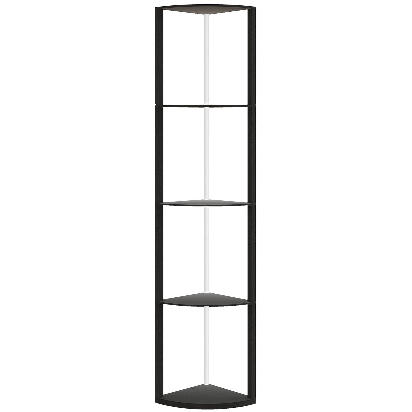 Photo of HOMCOM RGB LED Floor Lamp with Shelves, 4-Tier Dimmable Standing Lamp with Remote Control, Black in Black colour on a white background