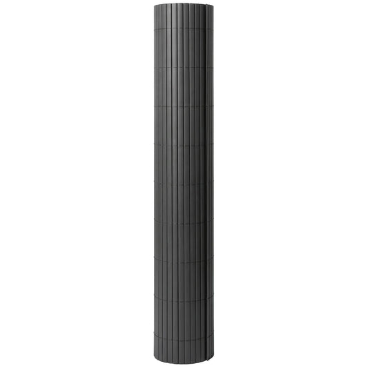 Photo of Outsunny 2Pcs Plastic Privacy Screening Fence, 1m x 5 m Waterproof Windbreak Fence, Dark Grey in Grey colour on a white background