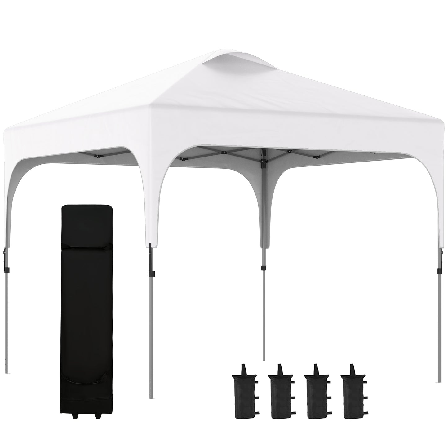Photo of Outsunny 3 x 3(M) Pop Up Gazebo, UPF 50+ Foldable Canopy Tent with Wheeled Carrybag, 4 Leg Weight Bags, Height Adjustable Marquee Shelter 1 person easy setup for Outdoor Garden Patio Party, White in White colour on a white background