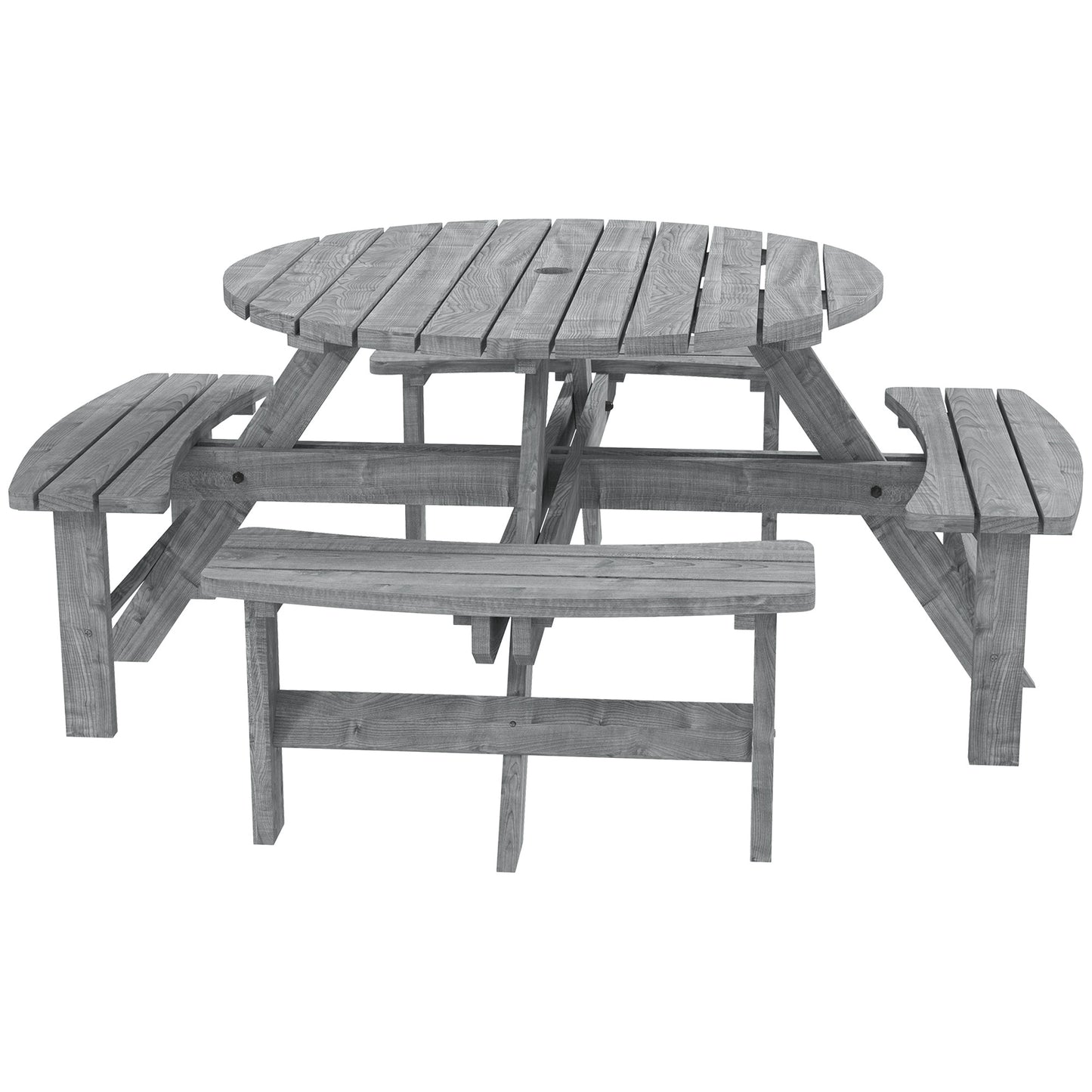 Photo of Outsunny 8-Seater Wooden Picnic Set-Fir Wood in Wood colour on a white background