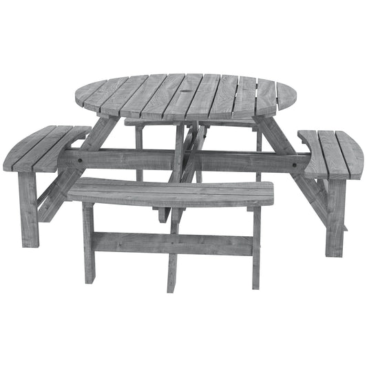 Photo of Outsunny 8-Seater Wooden Picnic Set-Fir Wood in Wood colour on a white background