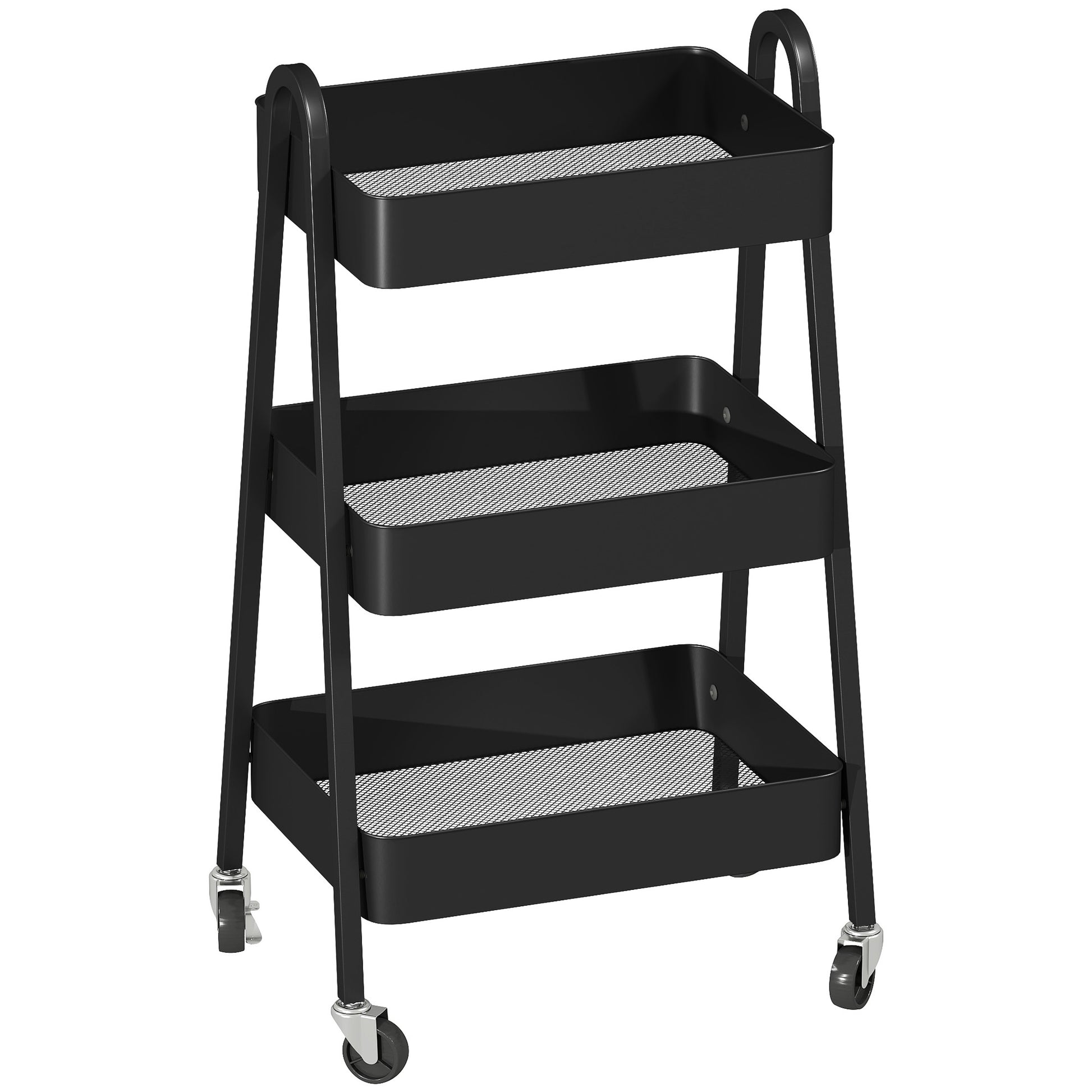Photo of HOMCOM Three-Tier Storage Trolley - Black in Black colour on a white background
