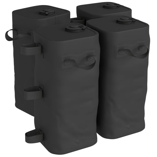 Photo of Outsunny Set of 4 Heavy Duty Gazebo Weights Bags, 500D Sand Weights with Carry Handles for Garden Marquee, Parasol, Black in Black colour on a white background