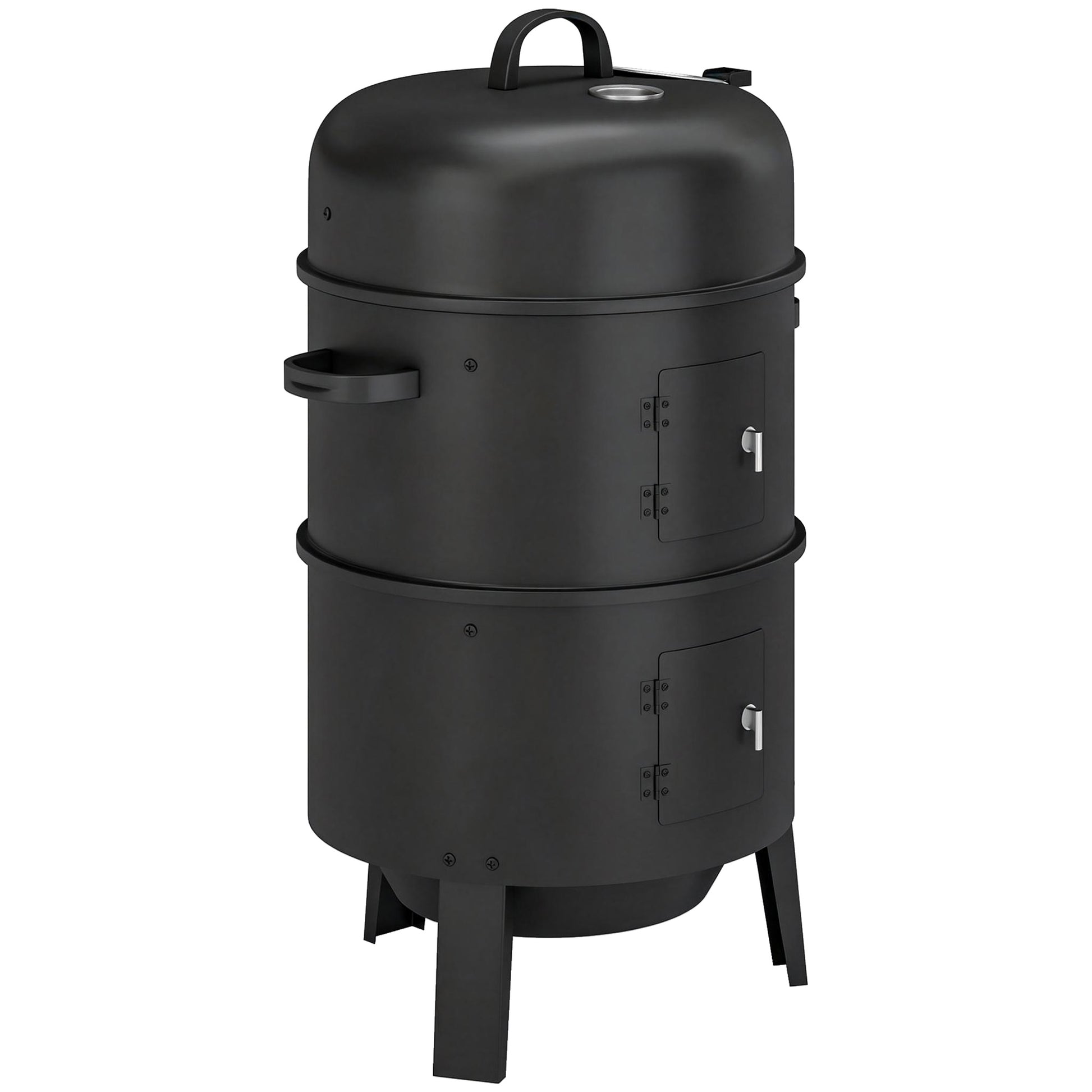 Photo of Outsunny 3-in-1 Vertical Charcoal Smoker with 2 Grill Grates, Built-in Thermometer, Adjustable Vent, 2 Doors in Doors colour on a white background