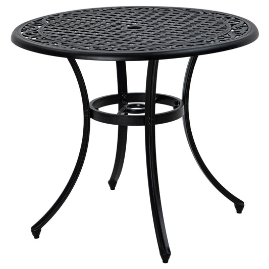 Photo of Outsunny Φ90cm Four-Seated Round Aluminium Garden Table, with Parasol Hole in Hole colour on a white background