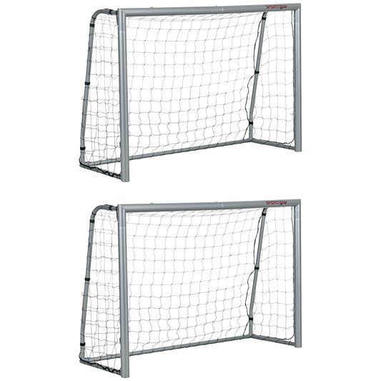 Photo of SPORTNOW 6ft x 4ft Football Goal, Set of 2 Football Net for Garden, Training Goal with Ground Stakes, Steel Frame in Frame colour on a white background