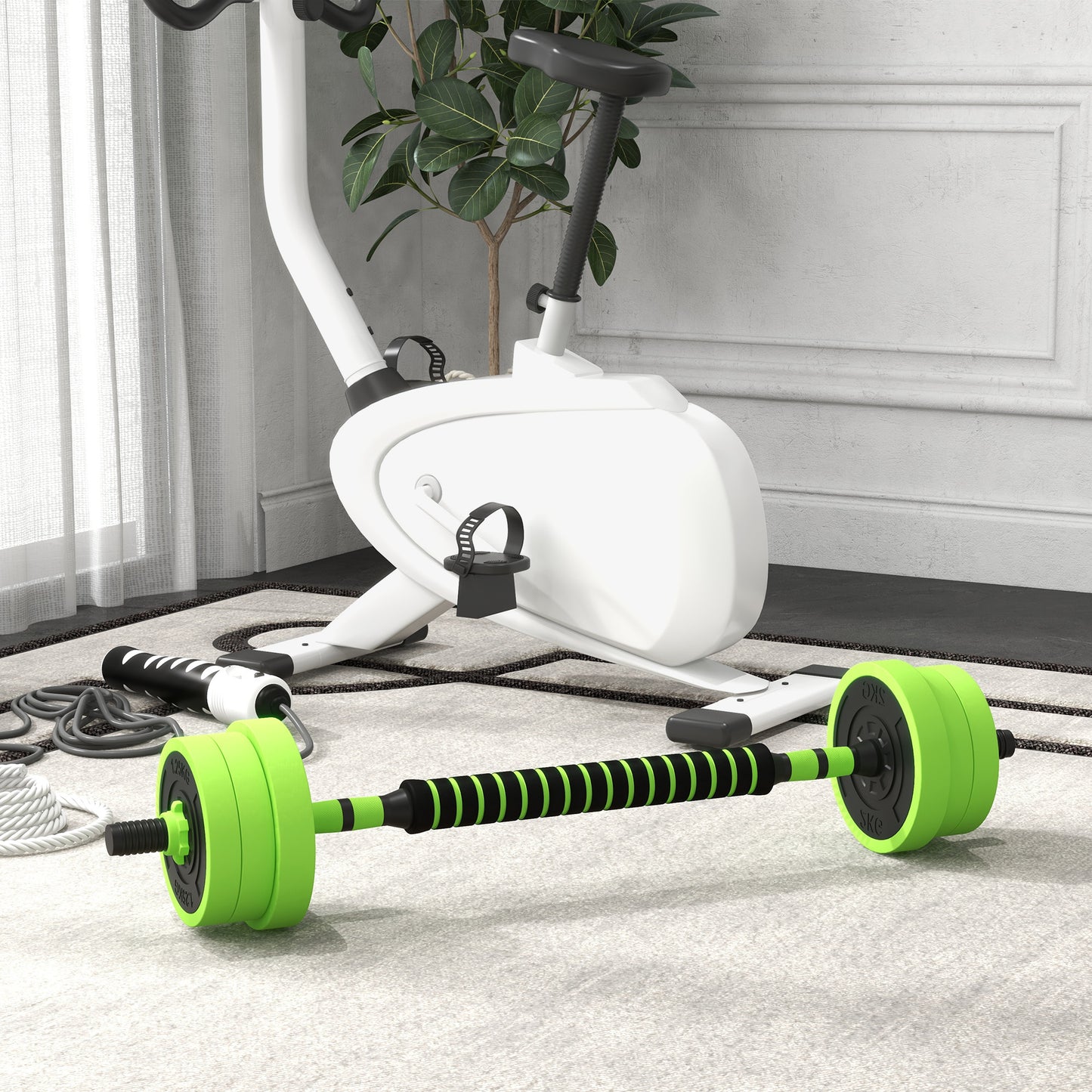 SPORTNOW 40kg 4-In-One Adjustable Weight Dumbbells Set, Barbell, Kettlebell, Push Up Stand - Green