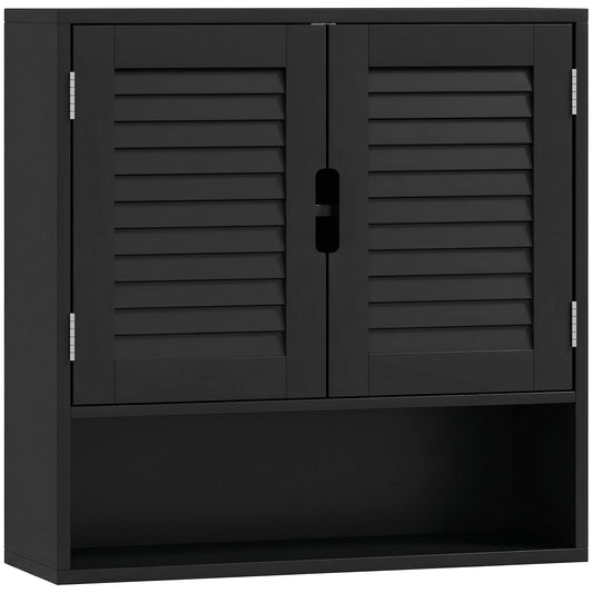 Photo of HOMCOM Bathroom Cabinet, Wall Mounted Storage Cabinet with Adjustable Shelves, 60 x 20 x 60 cm, Black in Black colour on a white background