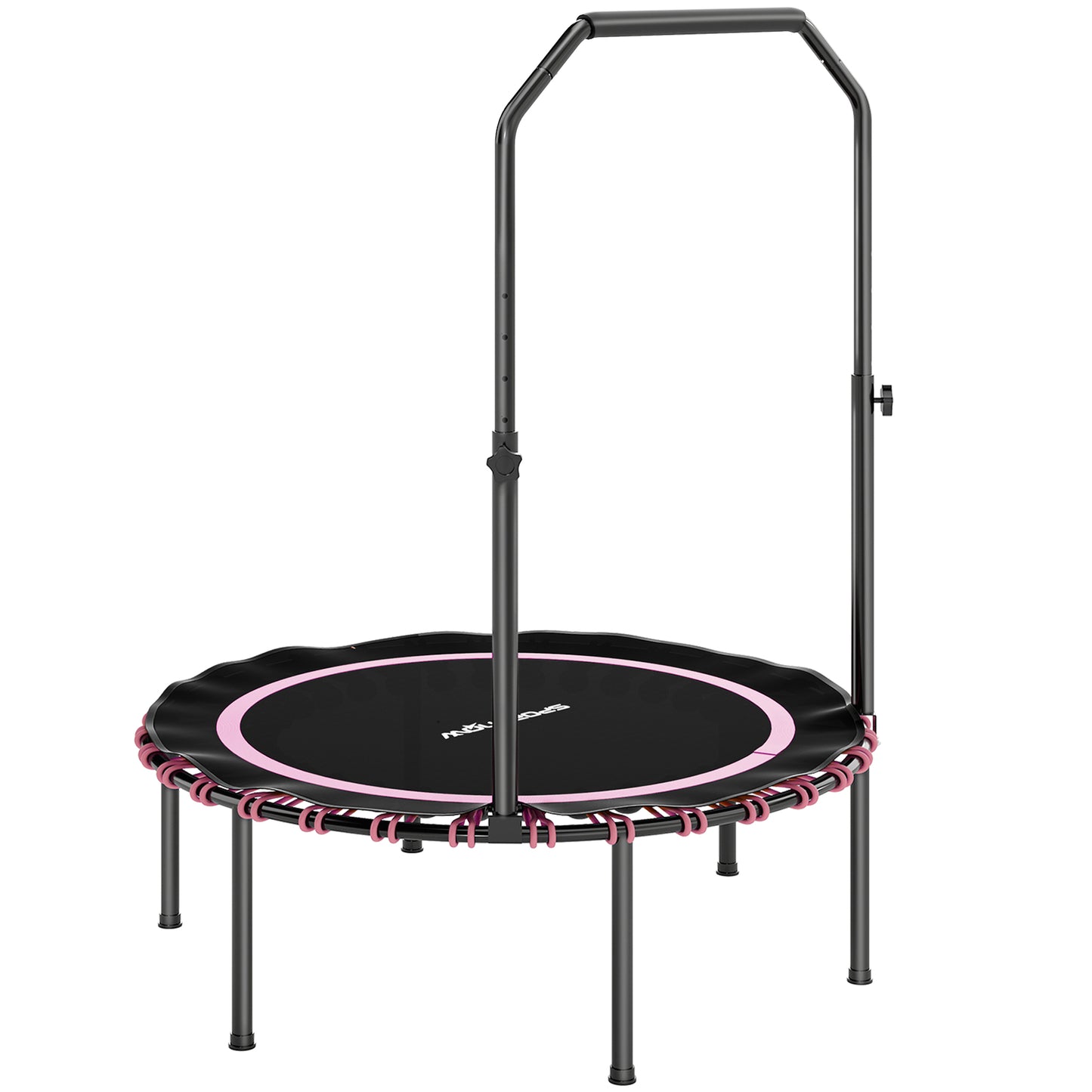 Photo of SPORTNOW 40" Foldable Fitness Trampoline Rebounder with Handle, Pink in Pink colour on a white background