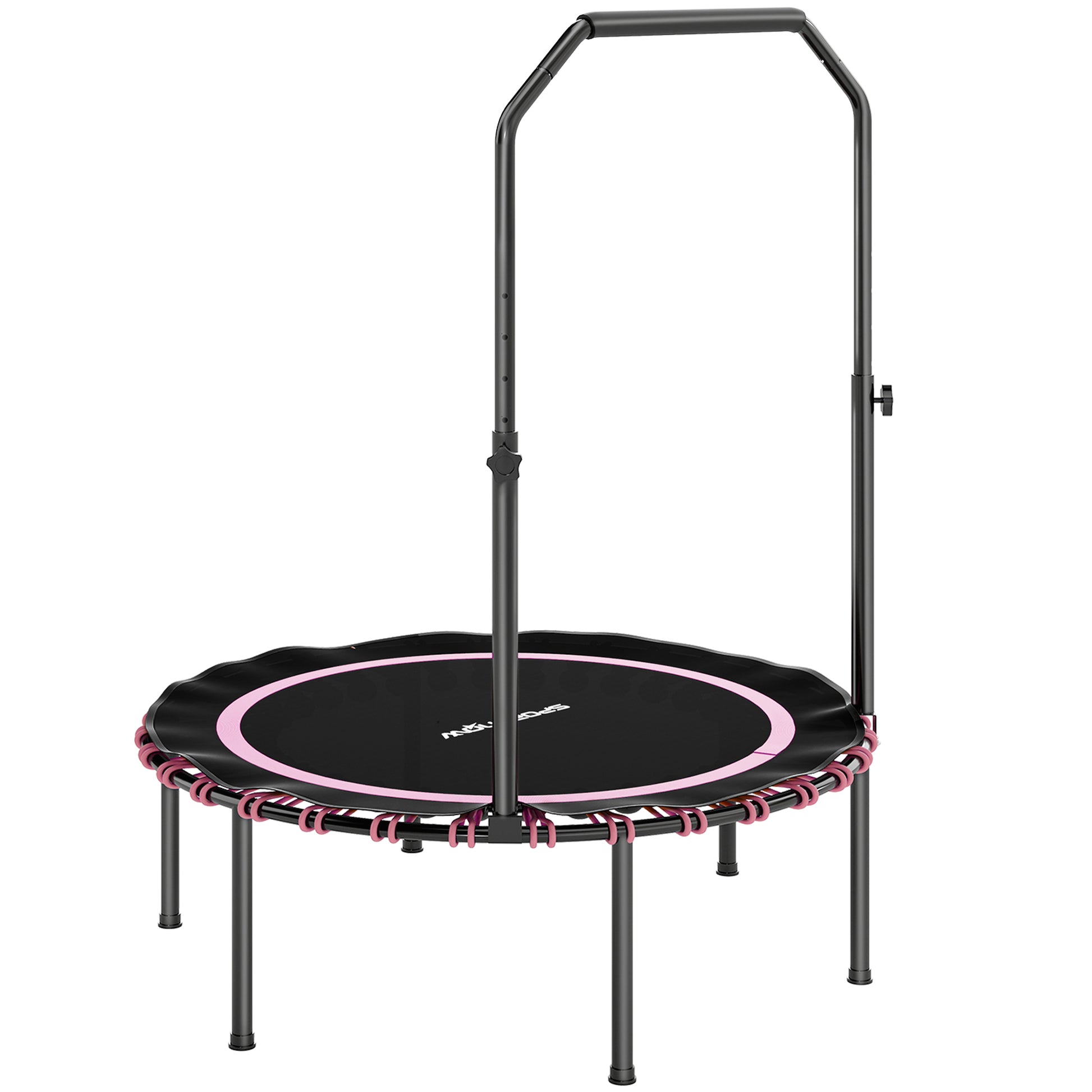 Photo of SPORTNOW 40" Foldable Fitness Trampoline Rebounder with Handle, Pink in Pink colour on a white background