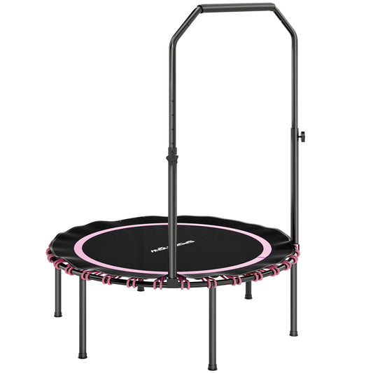 Photo of SPORTNOW 40" Foldable Fitness Trampoline Rebounder with Handle, Pink in Pink colour on a white background