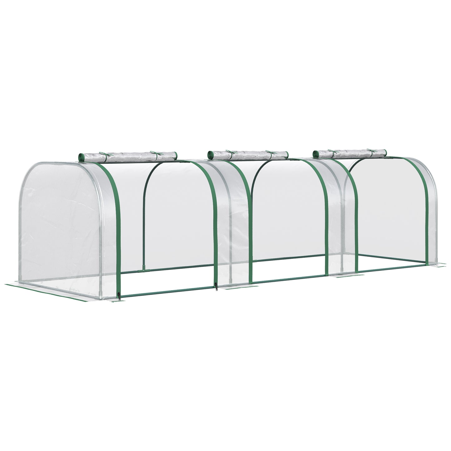 Photo of Outsunny PVC Tunnel Greenhouse Green Grow House Steel Frame for Garden Backyard with Zipper Doors 295x100x80 cm, Clear in Clear colour on a white background