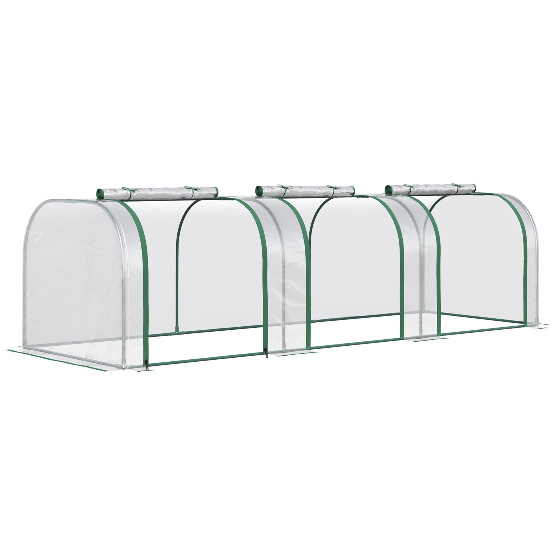 Photo of Outsunny PVC Tunnel Greenhouse Green Grow House Steel Frame for Garden Backyard with Zipper Doors 295x100x80 cm, Clear in Clear colour on a white background