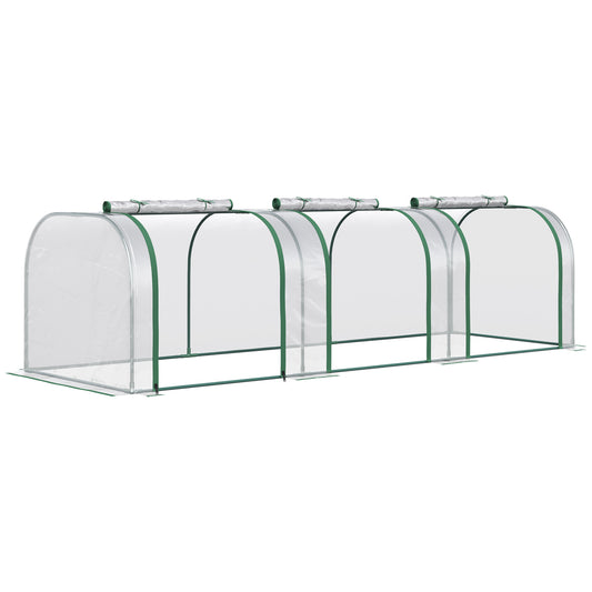 Photo of Outsunny PVC Tunnel Greenhouse Green Grow House Steel Frame for Garden Backyard with Zipper Doors 295x100x80 cm, Clear in Clear colour on a white background