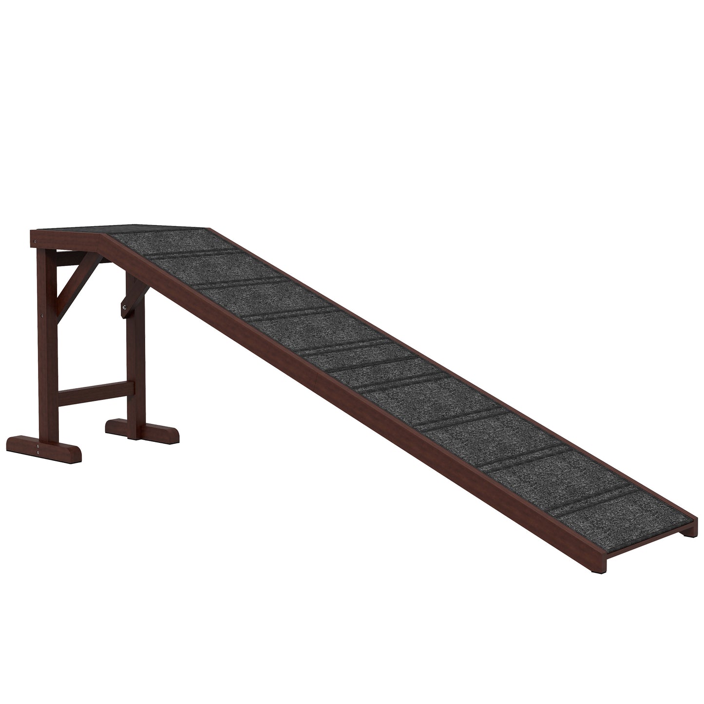 Photo of PawHut Pet Ramp for Dogs with Non-Slip Carpet and Top Platform - Brown & Grey in Grey colour on a white background