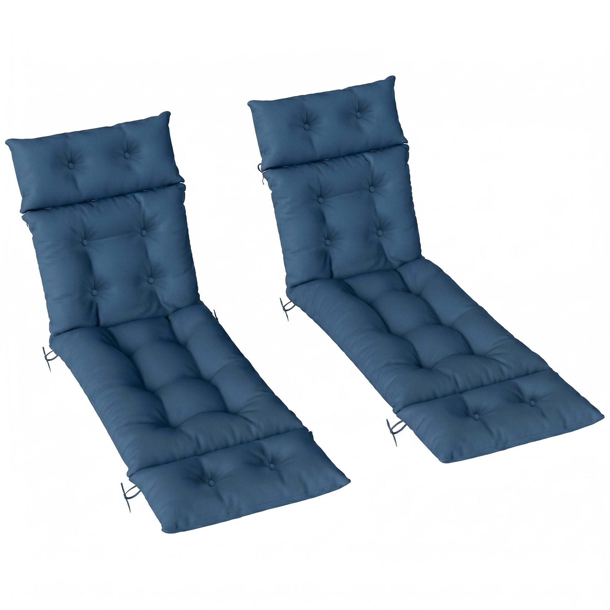 Photo of Outsunny Set of Two 190 x 56cm Sun Lounger Cushions - Navy Blue in Blue colour on a white background