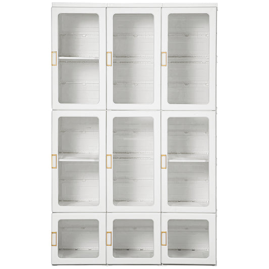 Photo of HOMCOM Portable Clothes Wardrobe for Bedroom, Foldable Clothes Organiser with Cube Storage, Hanging Rods, Magnet Doors, White in White colour on a white background