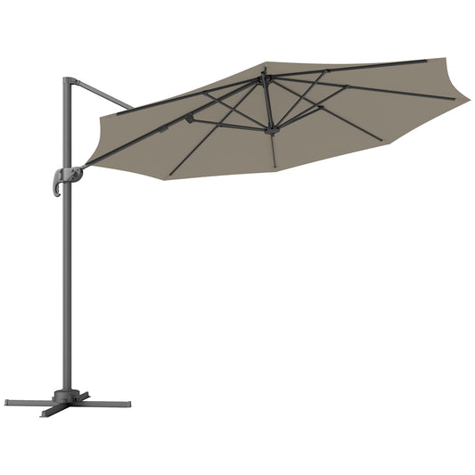 Photo of Outsunny 3 m Five-Angle Cantilever Parasol - Light Grey in Grey colour on a white background