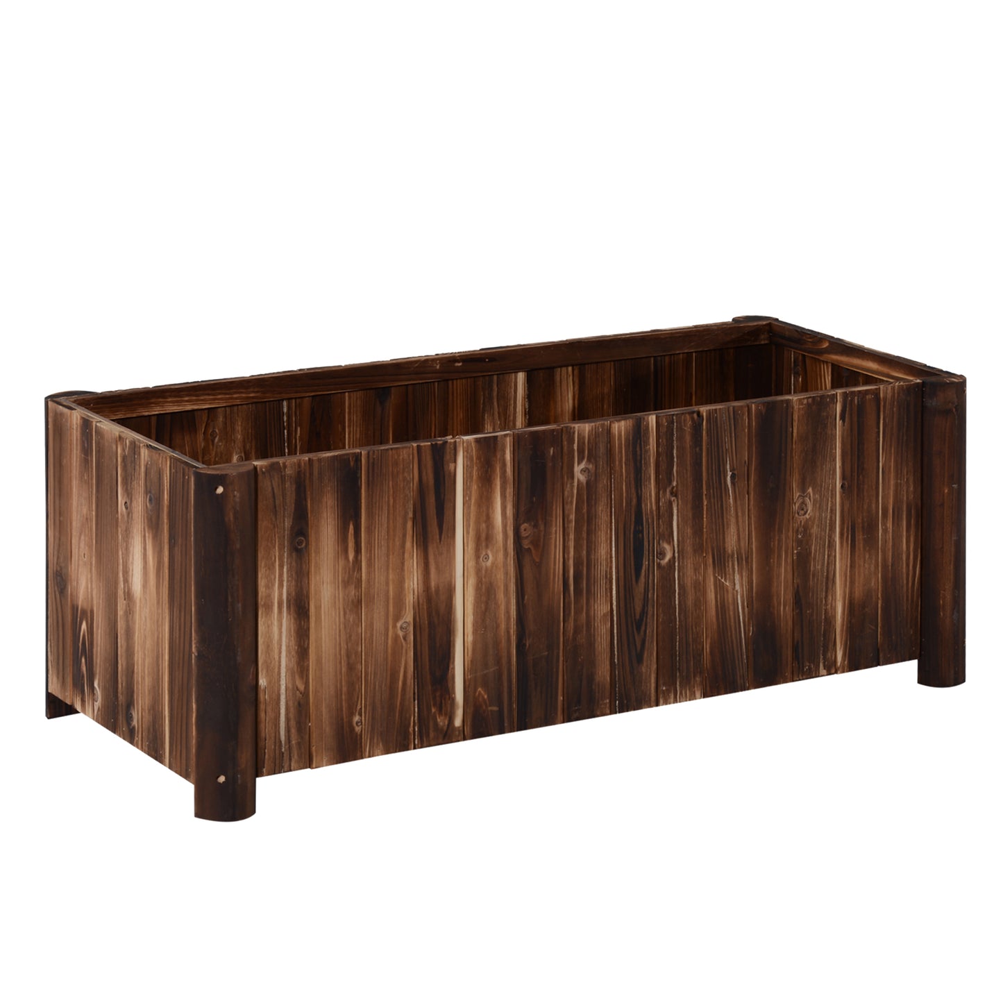 Photo of Outsunny Wooden Raised Garden Bed, 120 x 50 x 45cm Elevated Planter Box, Outdoor Flower Bed with Drainage Gaps, Easy Assembly in Assembly colour on a white background