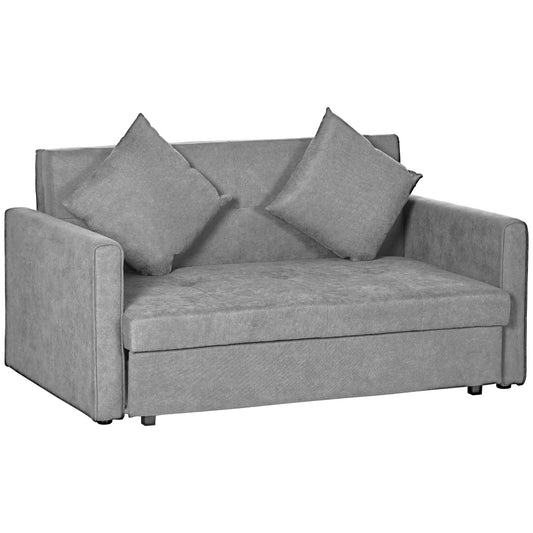 Photo of HOMCOM Snow Flannel Two-Seater Sofa Bed, with Storage - Grey in Grey colour on a white background